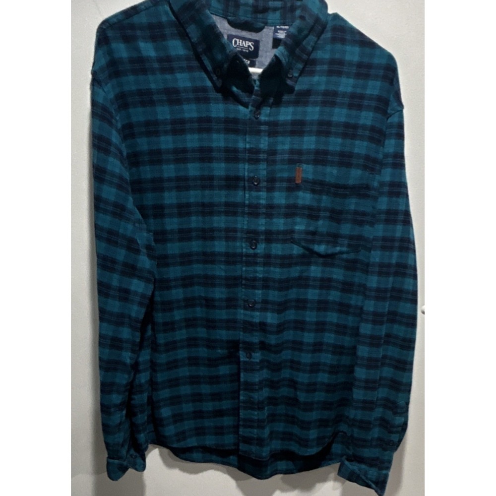 Plaid Flannel Stretch Button-Down Shirt Red /Blue Men's XL 2 shirts - Picture 7 of 11